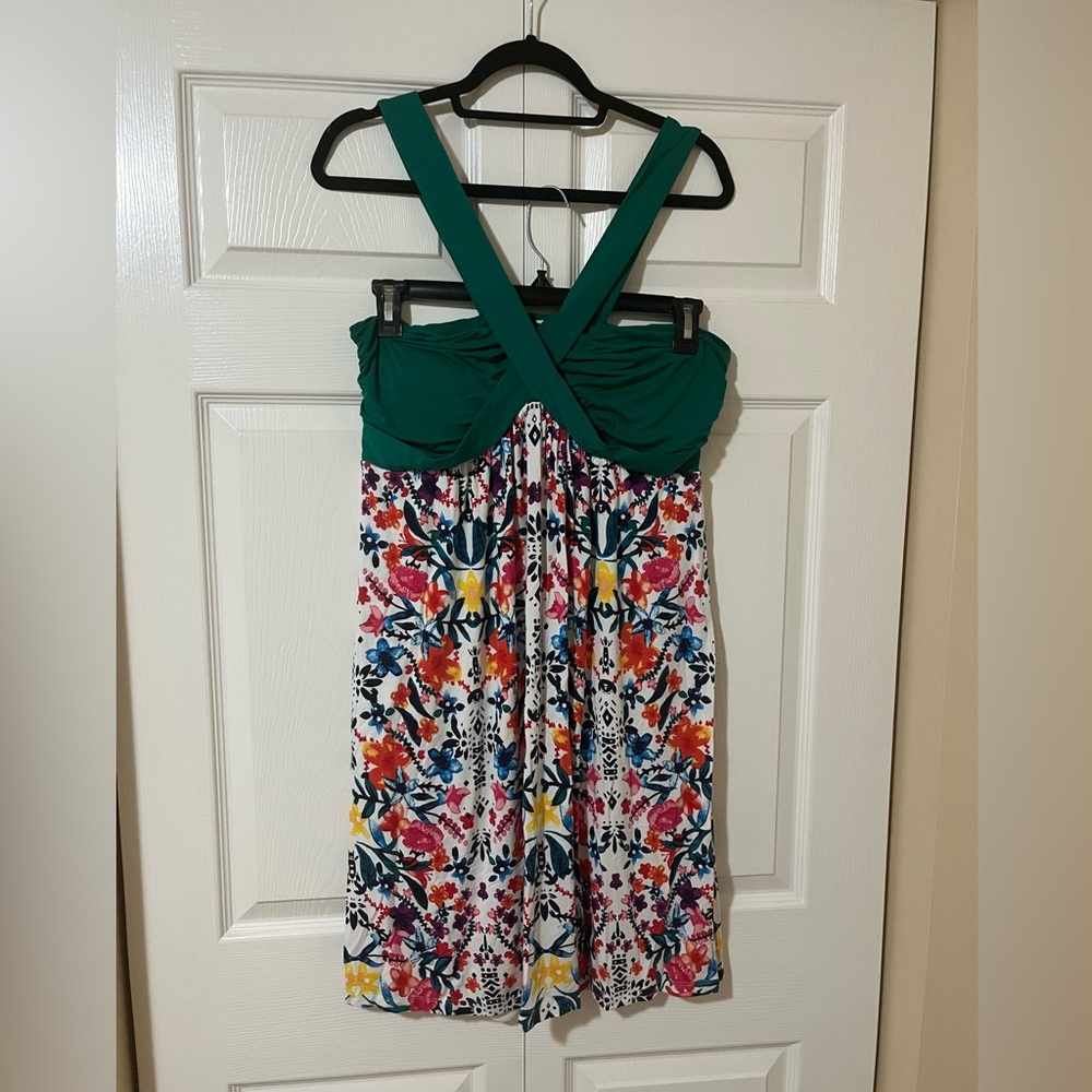 Soma Green and Floral Criss Cross Dress